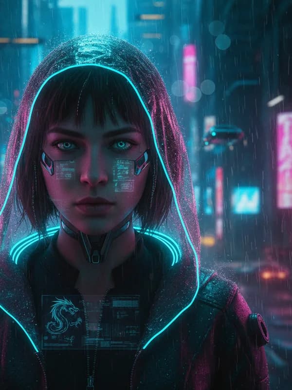Киберпанк-портрет — пример шаблона pixvibe