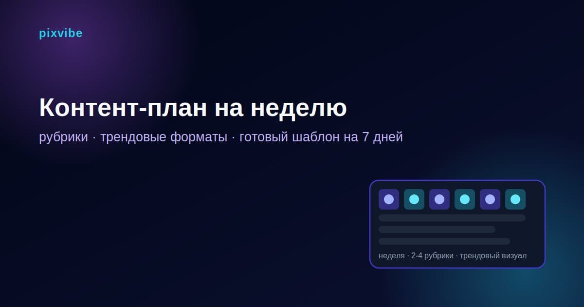 Контент-план для блога на неделю из трендовых фото