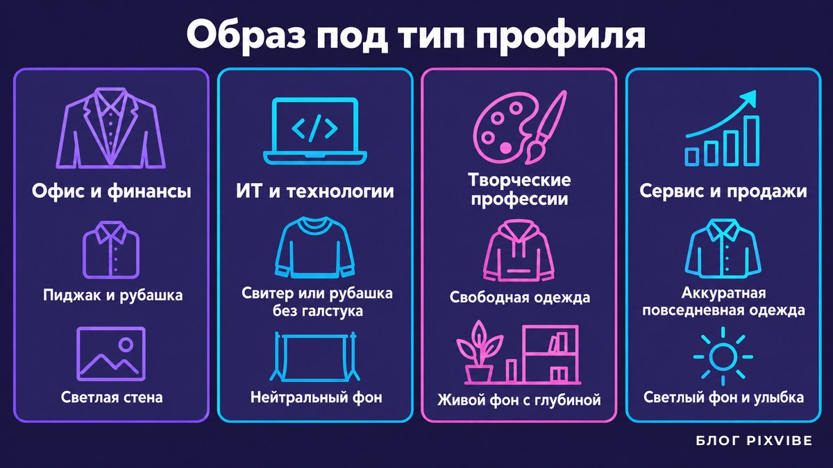 Четыре образа делового портрета под разные типы профессий