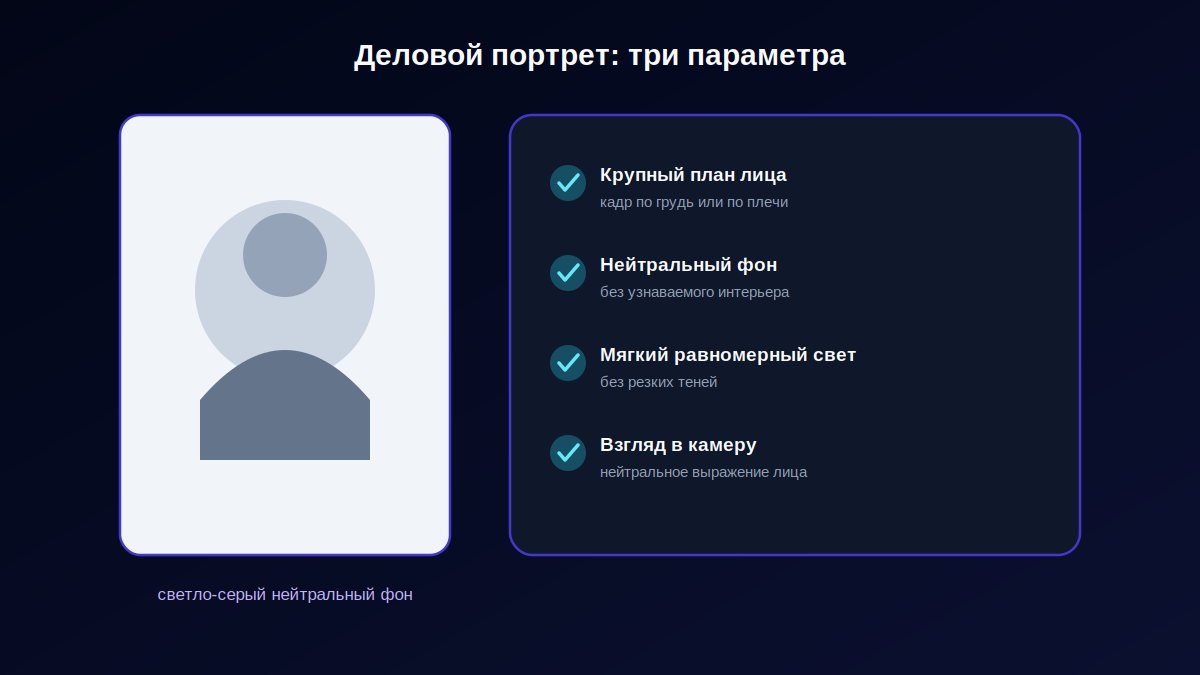 Чек-лист делового портрета: крупный план, нейтральный фон, мягкий свет