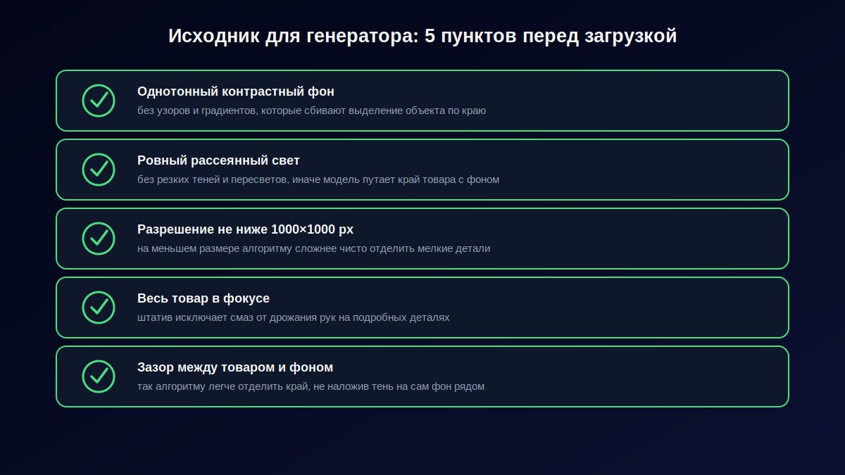 Чек-лист из пяти требований к исходному фото для генератора