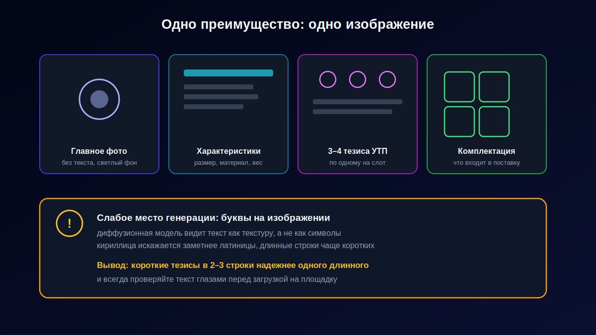 Макет инфографики карточки товара из четырех слотов