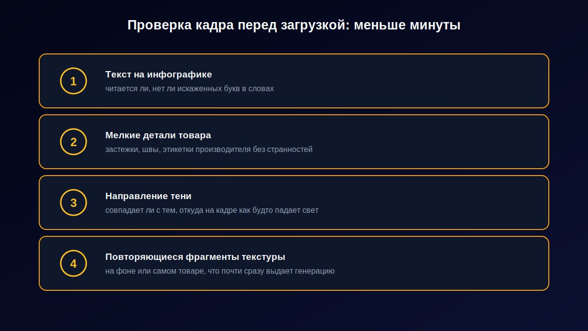 Чек-лист из четырех пунктов проверки сгенерированного кадра