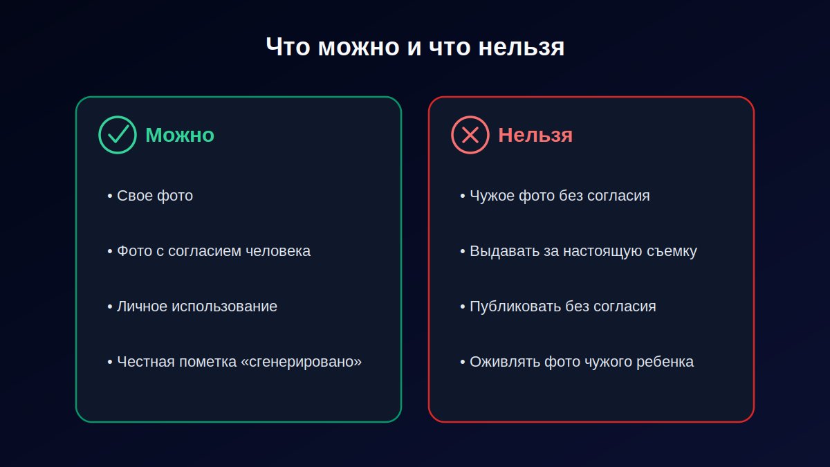 Схема что можно и что нельзя при оживлении чужих фото