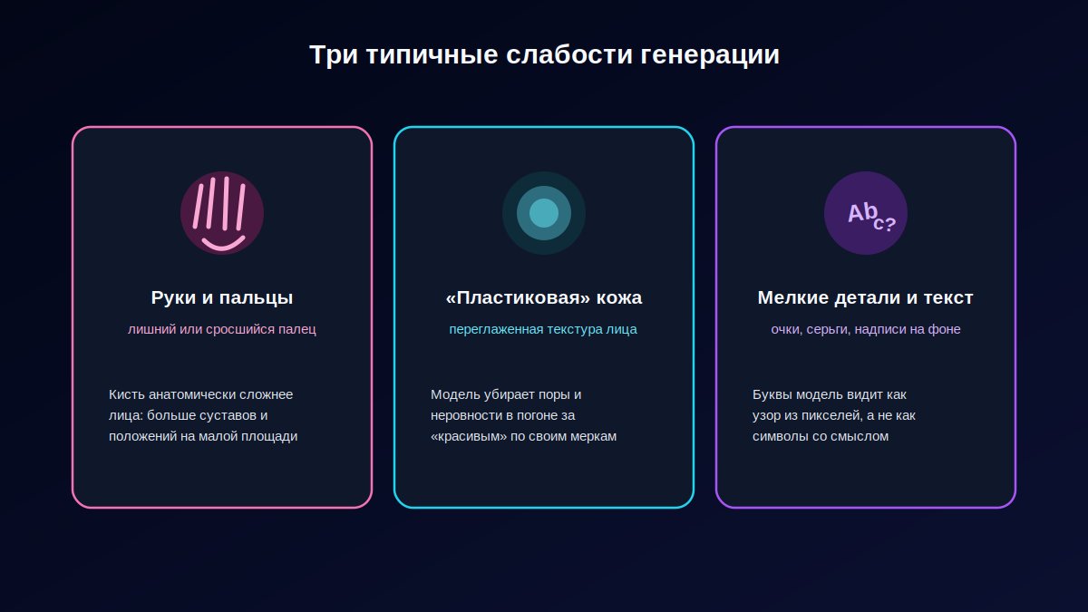Типичные проблемы генерации мультяшного аватара: руки, кожа, мелкие детали