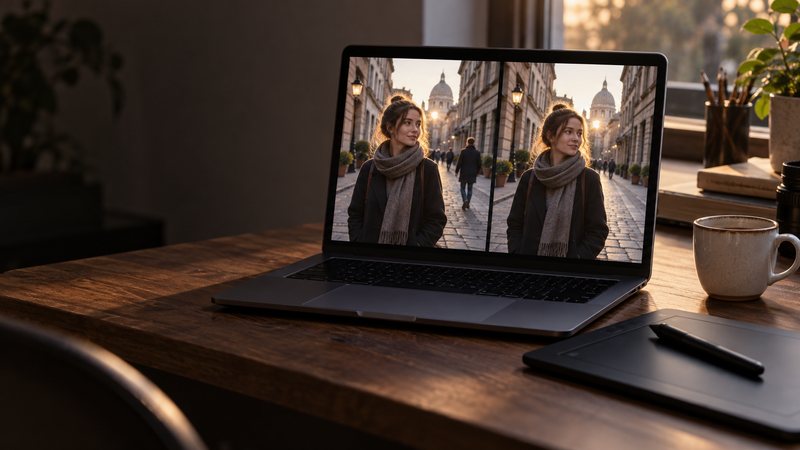 Ретушь и удаление объектов — пример в PixVibe